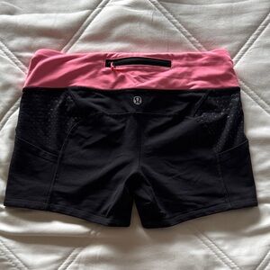 lululemon athletica Women's Black and Pink Athletic Shorts